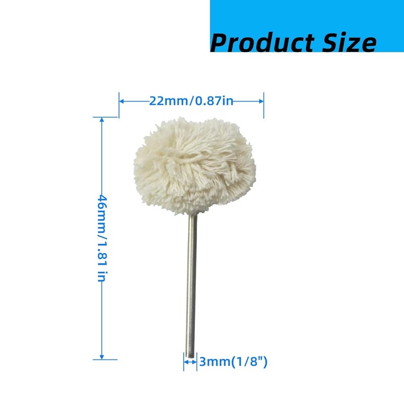 Vleant 20 Pcs 3mm(1/8in) Shank Cotton Strip Polishing Brush Accessories Buffing Jewelry Polishing Grinder kit Head Drill Power Rotary Tool polishing kit - Image 2